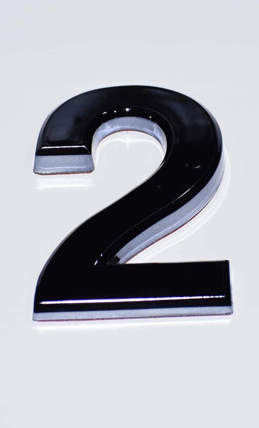 Apartment Number Sign/Mailbox Number Sign, Door Number Sign. Number 2 (Black,3D, Size 2.75 x 1.75, Comes with Double Sided Tape)- The Maple line.