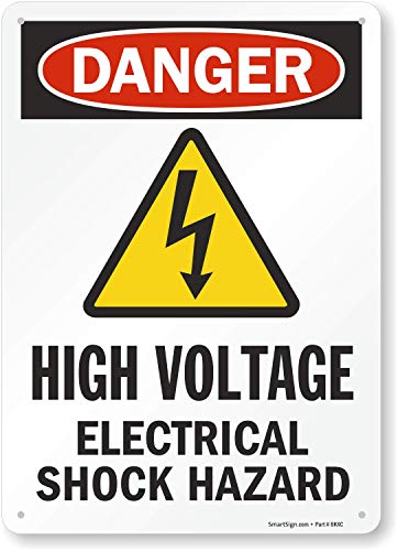 SmartSign Plastikowy znak bezpieczeństwa OSHA Legenda Danger: Zagrożenie porażeniem prądem 14 wysokości x 10 szerokości czarny/czerwony na białym