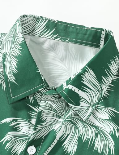 Image of Yimoon Men's Summer 2 Piece Outfits Tropical Print Short Sleeve Button Down Hawaiian Beach Shirt and Shorts Set