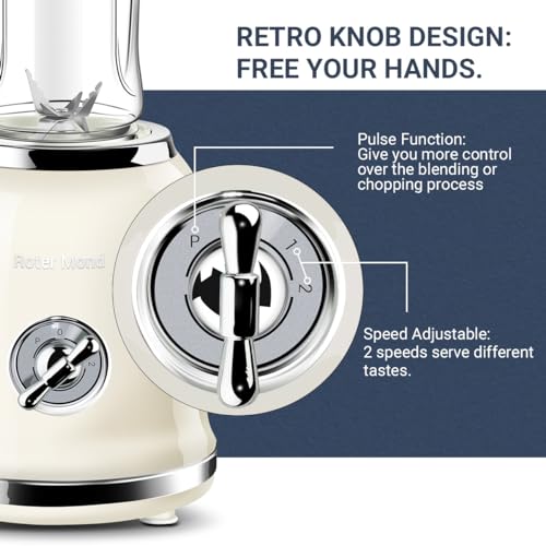 Personal Blender, Roter Mond Powerful Smoothie Blender with 2 Portable Bottle 2 Speed Control & Pulse Function 6 Stainless Steel Blades, BPA Free (Cream) - Image 5
