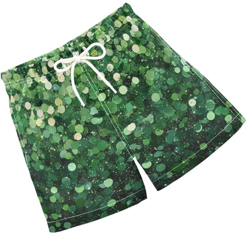 Pigsaly Boys Swim Trunks Jade Sage Green Gradient Flashing Glitter Boys Board Shorts Swimsuit Swimwear Summer Bathing Suit S