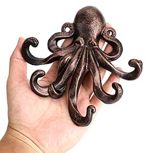Sumnacon 6 Inch Cast Iron Octopus Decorative Coat Hook - Wall Mounted Nautical Hand Towel Rack Holder with Screws, Rustic Metal Clothing Hanger for Bedroom/Bathroom/Kitchen/Balcony, Red Bronze Sumnacon 6 Inch Cast Iron Octopus Decorative Coat Hook Wall Mounted Nautical Hand Towel Rack Holder with Screws Rustic Metal Clothing Hanger for BedroomBathroomKitchenBalcony Red Bronze