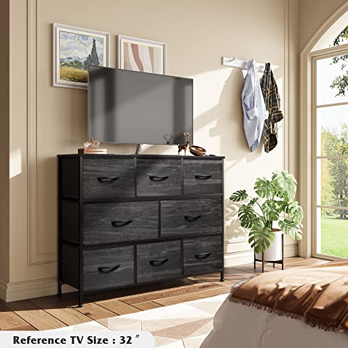 image for WLIVE 8 Drawer Dresser for Bedroom, Fabric Black Dresser with Large St