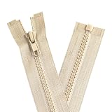 YAKA 4PCS #5 26 inch Separating Jacket Zippers for Sewing Coats Jacket Zipper Black Molded Plastic Zippers Bulk DIY Tools for Garment/Bags/Home Textile Bags Pillow Tent Tailor (Light Beige, 26 inch)