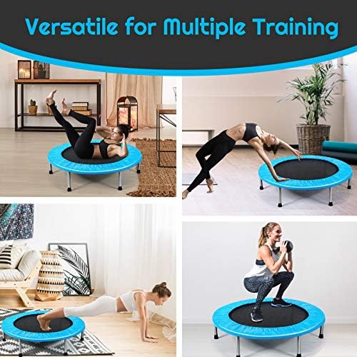 GYMAX Folding Mini Trampoline, 38” Fitness Rebounder with Safety Pad for Indoor/Outdoor, Foldable Space-Saving Trampoline for Kids Adult 9 51FNtk+6JcL. AC
