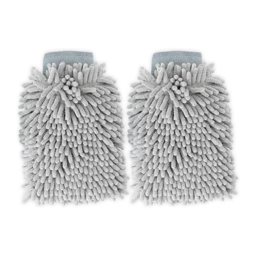 Image of Kuber Industries Gloves | Microfiber Cleaning Gloves | Chenille Mitts for Kitchen | Hand Duster for Kitchen | Hand Gloves For Car | Double Sided Gloves | SHXNEFSST1 | Gray