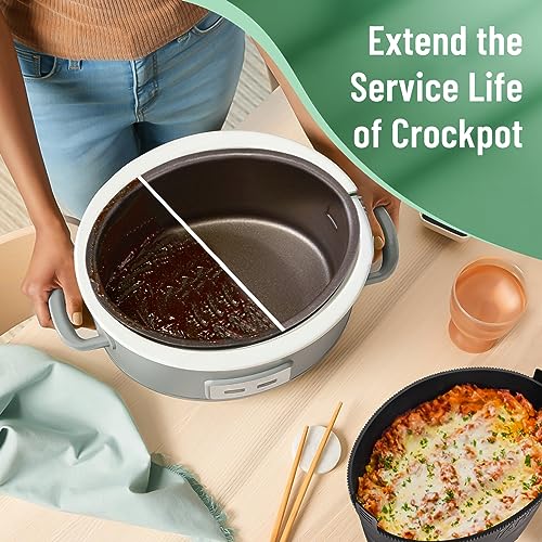 Silicone Slow Cooker Liner fit 7-8 Quart, Thickened Foldable Crockpot Liners Oval Crock-Pot, Reusable Leakproof Crock Pot Liner BPA Free Dishwasher Safe