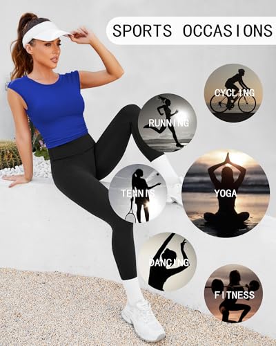 DaiLiWei Haut d'entraînement à dos ouvert pour femme, soutien-gorge de sport long, débardeur court rembourré, haut de yoga dos bas avec soutien-gorge intégré, bleu royal, Taille M – vue 7