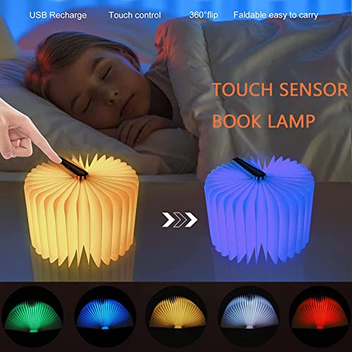 Image of Wooden Book Light Novelty LED Night Light Portable Folding Book Lamp Paper Lantern for Home Decor Gifts for Book Lovers Women (5 Colors /White Maple, S:5.7 * 4.3 * 1.0in(14.4x10.9x2.54cm))