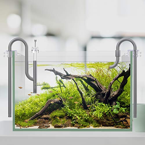 FZONE Aquarium Stainless Steel Skimmer Lily Pipes Inflow and Outflow with Spin Skimmer and Adjustable Rod for Aquarium Filter 1/2\'\'(12/16mm) Tubing
