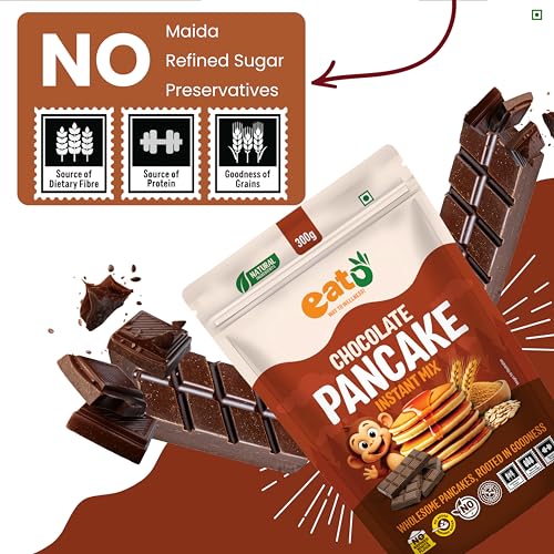 Image of Eat5 Chocolate Pancake Instant Mix 300g | No Maida | No Refined Sugar | High Fibre | Easy Breakfast | Makes 8-12 Pancakes