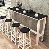 Moderna mesa de bar de madera negra con diseño rectangular largo, mesa de comedor para cocina o bar, balcón, mesa de baranda para café y decoración, 47.2 pulgadas de largo x 11.8 pulgadas de ancho