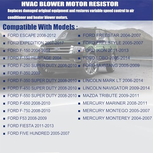 Image of AITKEN Blower Motor Resistor Kit Compatible with Ford Expedition,Escape F150 F250 F350 Super Duty, Mustang, Lincoln Mark LT,Mercury Mariner OE #3F2Z-18591-AA