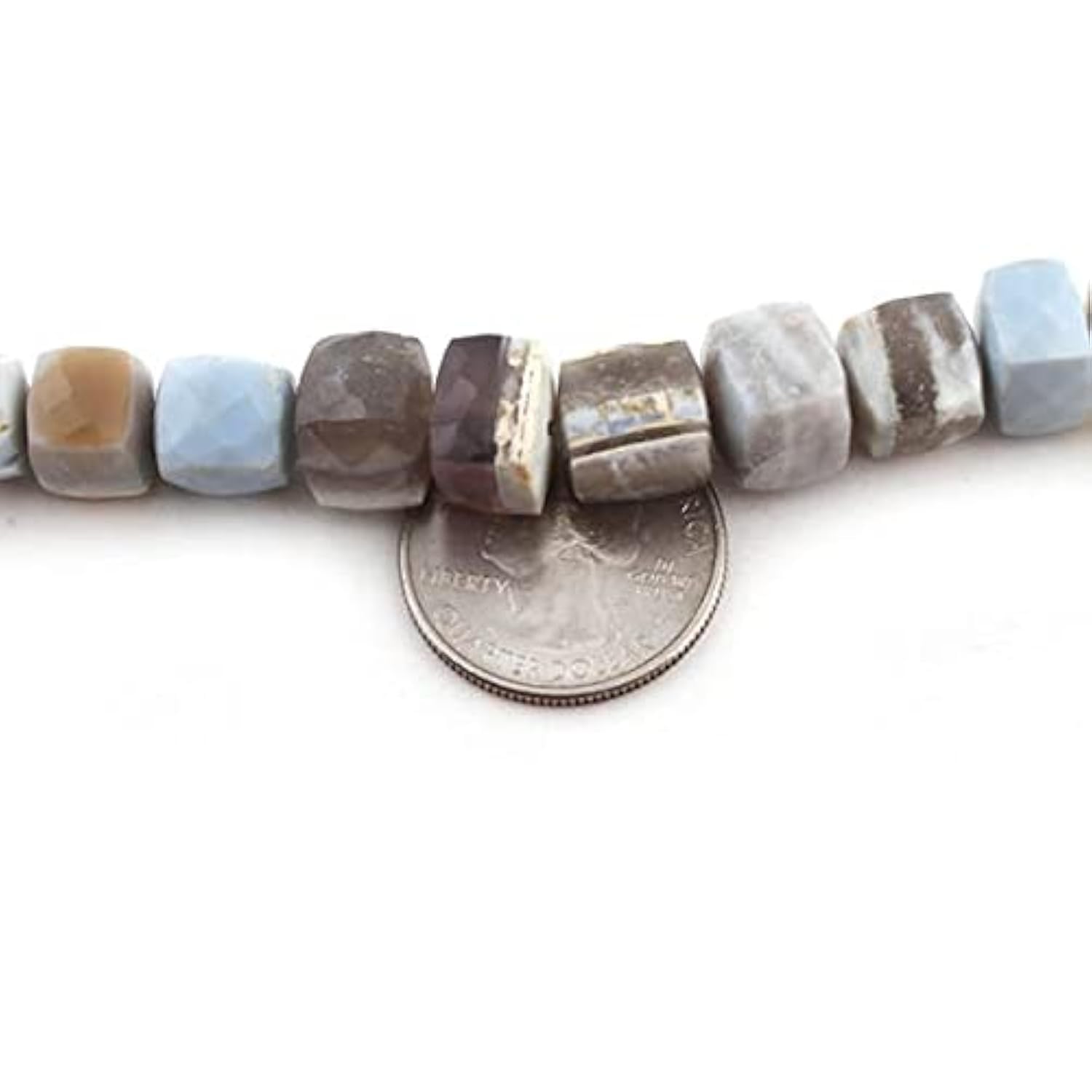 Perles opale boulder en boîte cube facettée, briolette 9mm-11mm