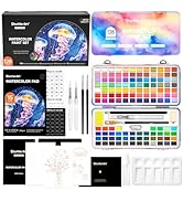 Shuttle Art Watercolor Paint Set, 128 Vibrant Colors with Metallic Shades, Travel Watercolor Set ...