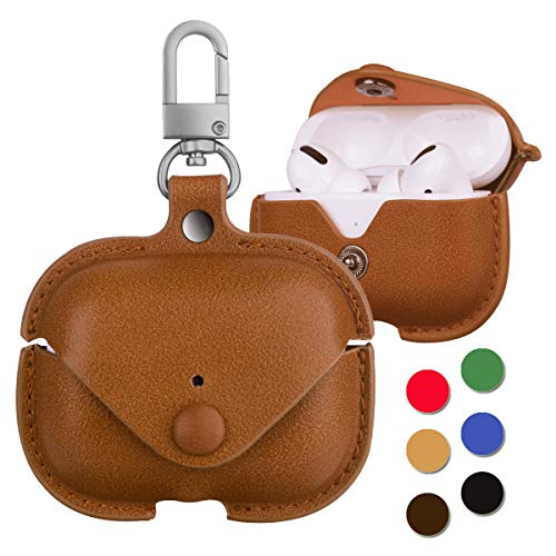 Leather Case for AirPods Pro with Keychain, Protective Case Cover Skin for AirPods
