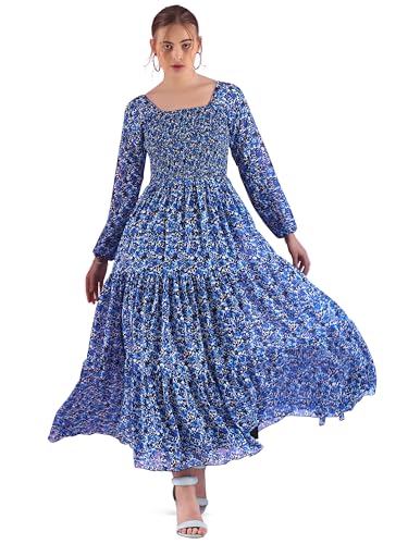 Image of Sheetal Associates Women's Georgette Printed Casual Maxi Fit and Flare Dress