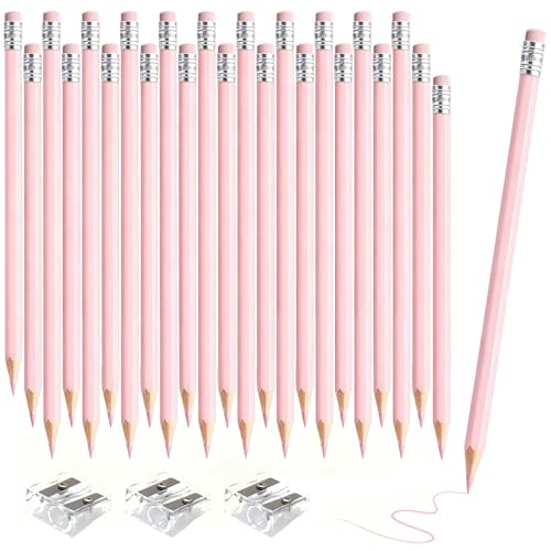 sqzrmdcg 36 PCS Macaron Pink Colored Pencils with Eraser Pre Sharpened Pencil 2 HB - Ideal for Checking, Grading, Tests & Office/School Supplies