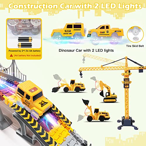 Construction Toys Race Car Track Set for Kids Construction Tracks Car 161 Pcs Flexible Train Tracks Construction Crate Race Tracks Toy Gift for 3 4 5 6 7+ Years Old Boys Girls Birthday Gift - Thumbnail 4