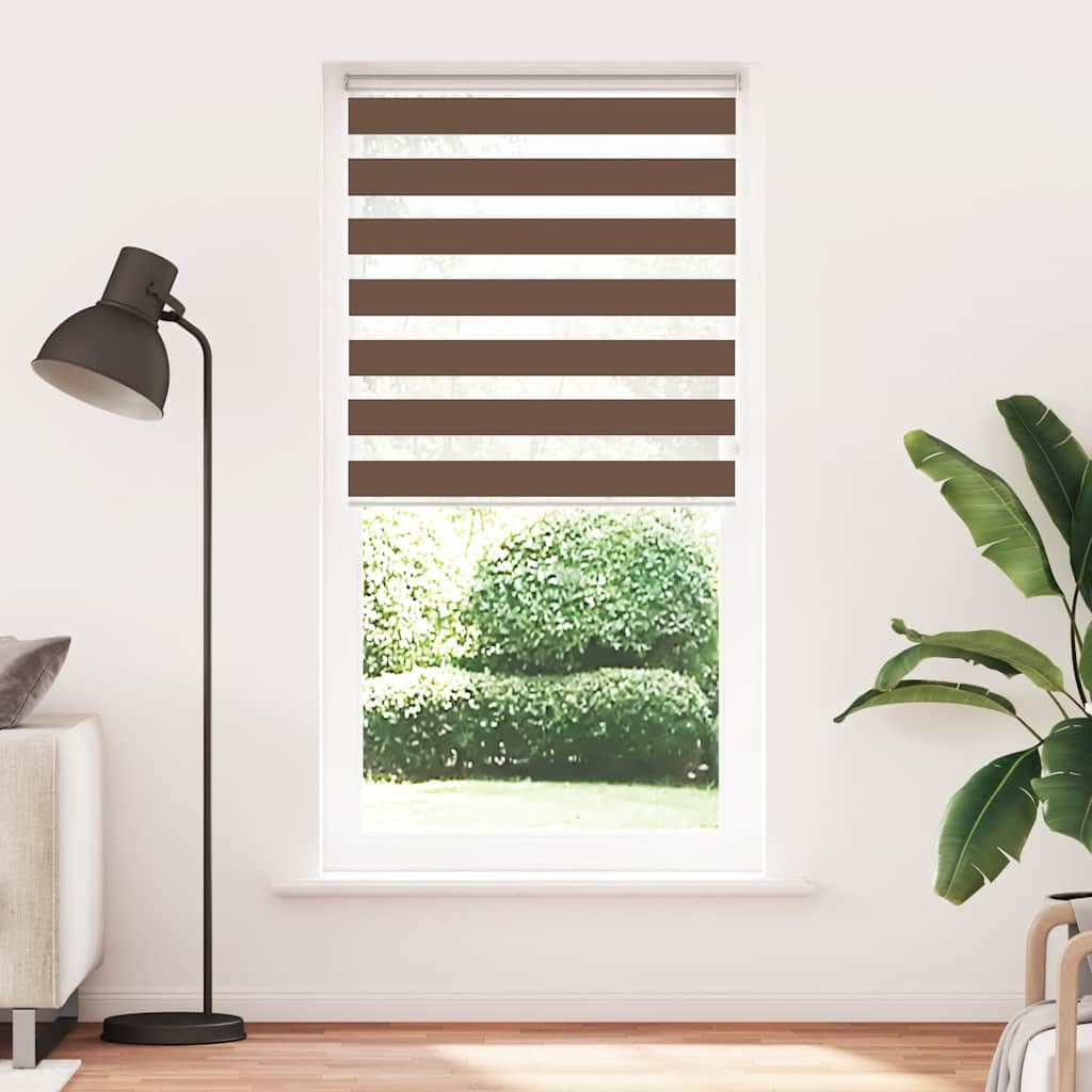 Store Zèbre Jour Nuit Marron 105x230cm, Store Enrouleur Double en Polyester pour Fenêtre, Montage avec ou sans Perçage, Rideau Tamisant pour Salon, Bureau et Chambre