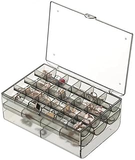 علبة مجوهرات شفافة قابلة للغسل مع صواني قابلة للإزالة، صندوق تخزين منظم للاكسسوارات مكون من طبقتين أو 3 طبقات، أسود شفاف (3 طبقات)