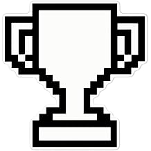 Azeeda '8-Bit Trophy Award' White Premium Vinyl Decal Sticker Waterproof, Durable & Easy to Apply - Ideal for Car Bumpers, Windows, Bins and More - Large 210mm DW00145754