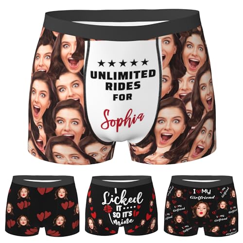Customized Boxer Briefs for Men Unlimited Rides for Birthday Xmas Gift for Husband Boyfriend Men's Underwear Sleepwear with Face