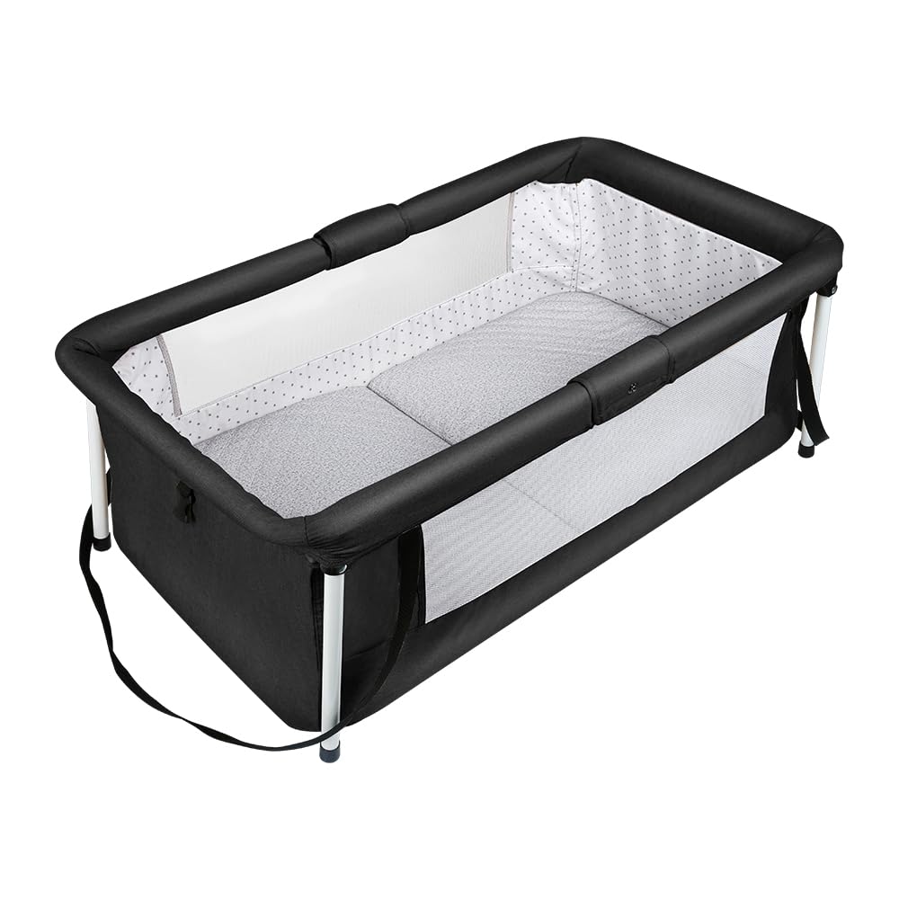 Supfine Lit de Voyage Bébé Pliable Lit Parapluie 90 x 50 x 35 cm | Structure modulaire, Moustiquaire incluse, Poignées de transport, Mailles respirantes, Pour nouveau-nés