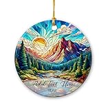 Rocky Mountain National Park Ceramic Ornament, Personalized USA National Park Gift for Men Women, Adventure Travel Ornament Souvenir Xmas 2025, Custom Rocky Mountain Stained Glass Style Ornament