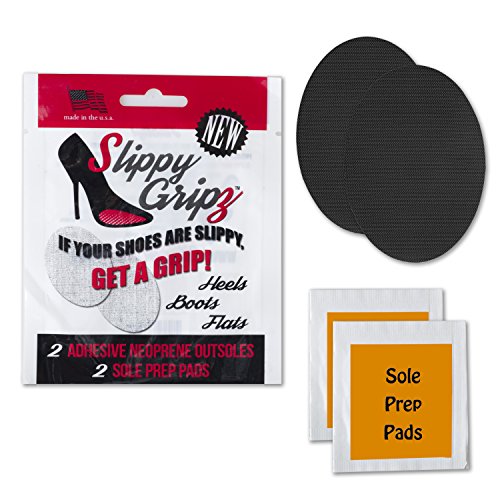 Slippy Gripz Non-Slip Self-Adhesive Weatherproof Neoprene Shoe Traction Outsoles with Sole Prep Pads, 1 Pack