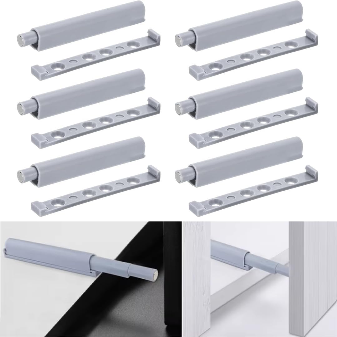 DEEGAAMART Push to Open Door Latch, Non Magnetic Push Latches for Hidden Door, Cabinets, RV Drawers, Kitchen Cupboard, Grey (Standard, 6, Count)-image-38