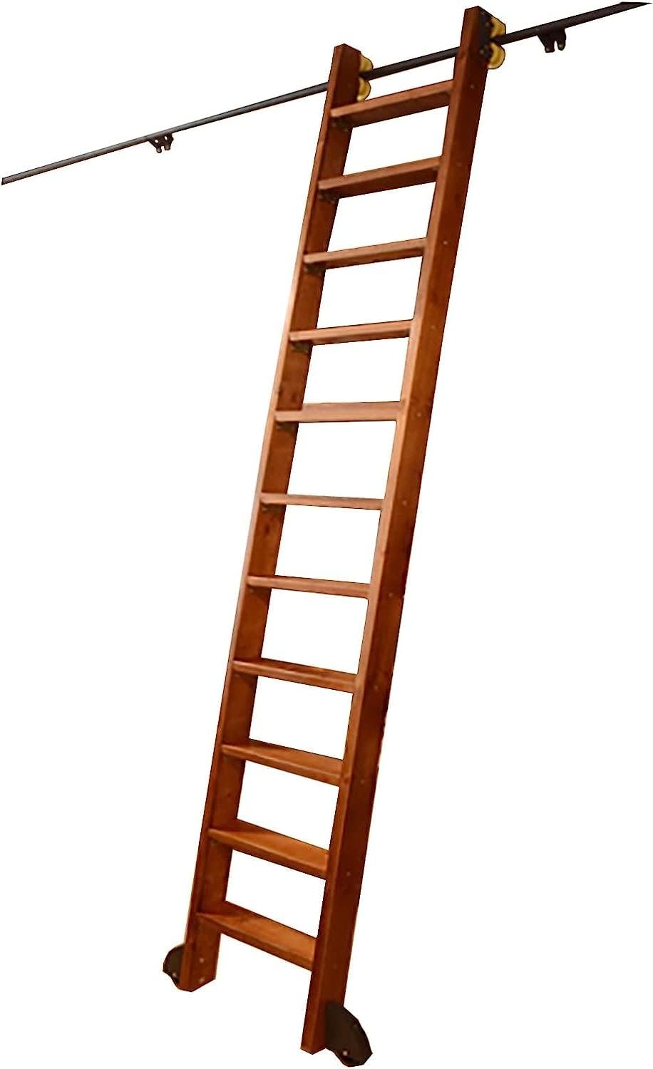 Rolling Library Ladder Sliding Ladder Rail Track Hardware Kit Heavy Duty Slide Rails Rolling Ladders for Bookshelf Warehouse Bar Closet Set, for Home Office (No Ladder) (Size : 16