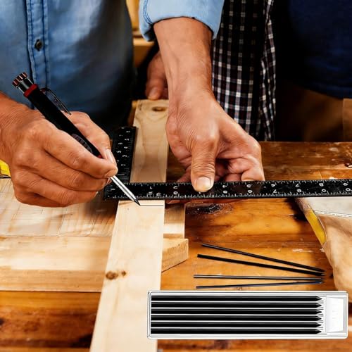 jwtyu 66 Stk Bleistiftminen für Zimmermannsbleistift 2,8 mm Solide Tieflochmarker Minen HB Tischler Bleistift Ersatzminen Schwarz Konstruktion Bleistift für Holzbearbeitung Anreißen Skizzen Schreiben