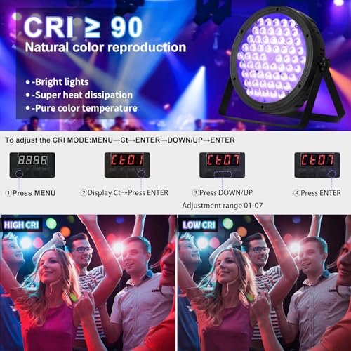 Image of BETOPPER Stage Lighting 120W Par Light RGBW 4-in-1 Stage Lights, DJ Light DMX for Concert and Events,8 Packs