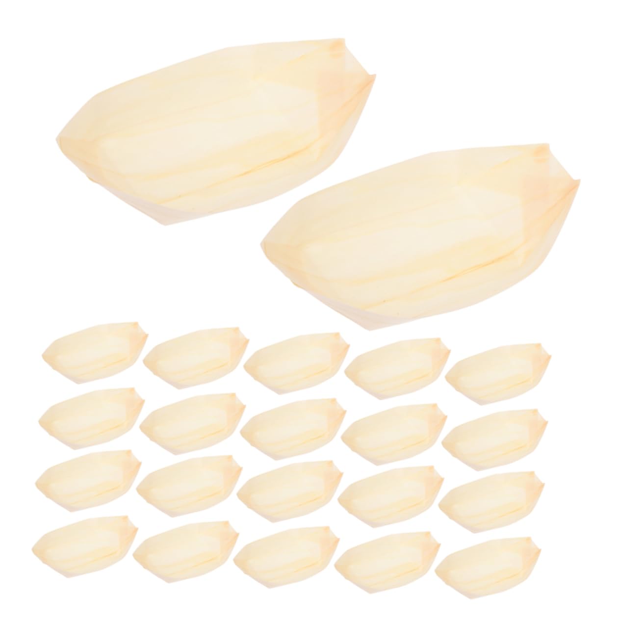 Garneck 50pcs Wood Sushi Serving Tray Disposable Sushi Plates Boats for BBQ Elegant Charcuterie Boat
