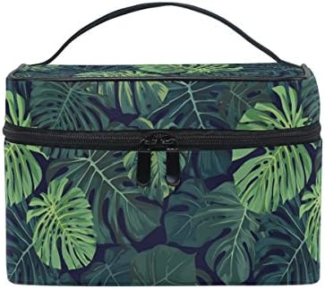 Makeup Bag Cosmetic Bag Palm Leaf Storage Makeup Case Classical Travel Toiletry Zipper Pouch for Women¡¯s Toiletry Beauty and Skincare