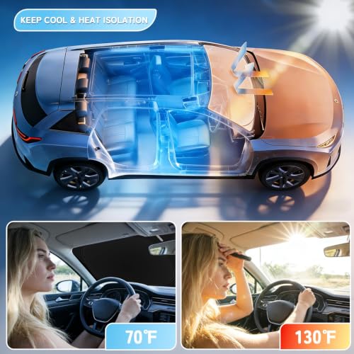 Image of Custom Fit Windshield Sun Shade for VW ID.4 2021-2026 | Blocks UV Rays and Sun Heat, Helps Reduce Interior Temperature, Protects Dashboard from Fading, Folds Easily for Storage