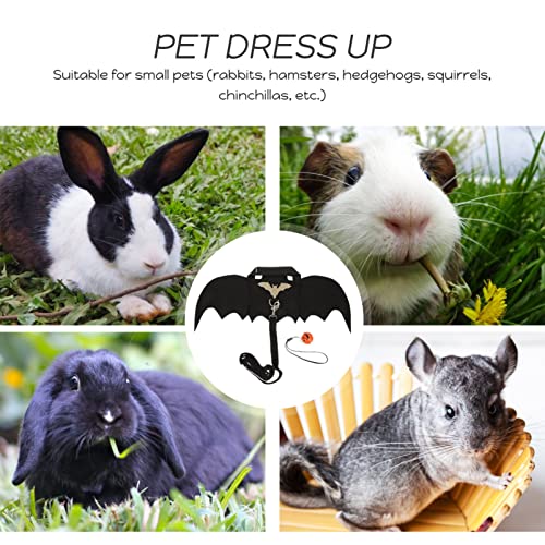 Image of Ipetboom Bunny Harness and Leash Set with Bell - 3pcs Halloween Rabbit Pulling Bat Wings Pet Suit for Guinea Pig Hamster Small Animals Apparel Chest Strap Walking Training Traction Rope Vest