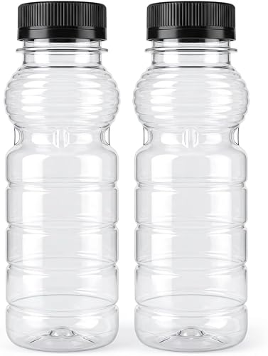 6 x 500ml Clear Plastic Bottles with Black Screw Caps, Ribbed Design, Pack of 6
