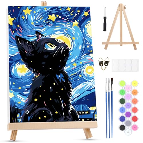 MXJSUA Animal Chat Peinture Numero Enfant Adulte avec Cadre, Numéro d'art avec Pinceaux, Loisirs Créatifs Adultes, Activité Manuelle Adulte, 20x30cm