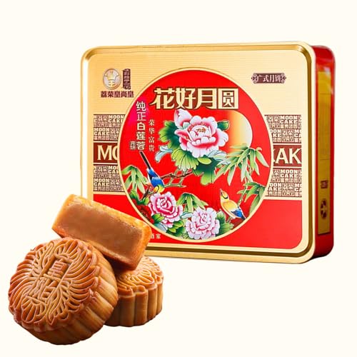 Mid-Autumn Mooncake Gift Box,Cantonese Assorted Mooncakes,Lotus Seed Paste Mooncake,Freshly Baked,Artisanal Asian Dessert Set for Gifting,750g/1.65lb