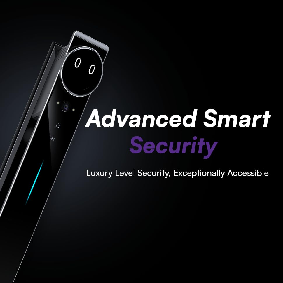 Image of Shield Supreme AI Smart Door Lock with Video & Night Vision, 10 Ways Unlock - Face, Palm, Fingerprint, RFID, PIN, App & Video Call, Alexa & Google Home Compatible Smart Lock for Home & Office