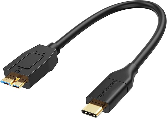 CableCreation USB3.1 Micro B to USB C Cable 0.3m, USB C Hard Drive Cable 10Gbps,USB Type C Hard Drive Cable Works with MacBook Pro Galaxy S5 My Passport Elements Black