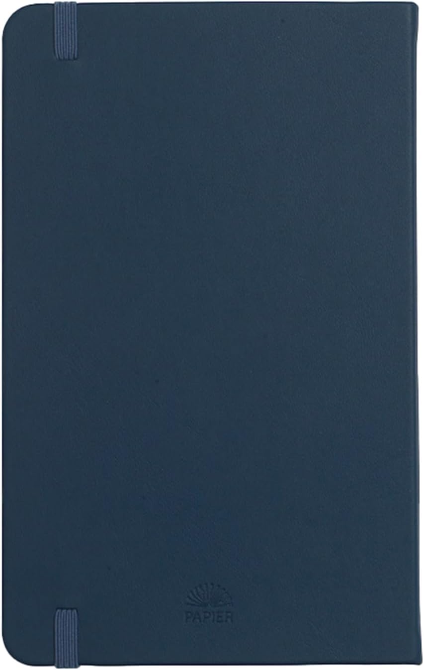 Papier Everyday Notebook - Navy, 5” x 8.25” | Lined Journal Book with Expandable Back Pocket | For Note Taking, Journalling, List Making, School, University Essentials or the Office | FSC Paper