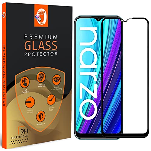 Image of STP FEEL� Premium Tempered Glass Screen Protector Compatible for Realme Narzo 30A / Realme Narzo 10 /10A / Narzo 20 /20A (Black, Pack of 1) Edge to Edge Coverage with Easy Installation Kit