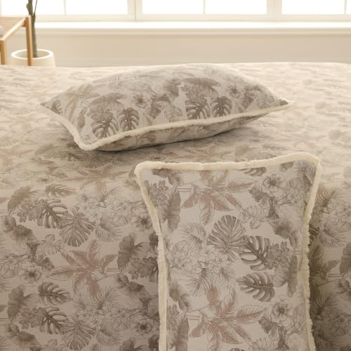 Image of Story@Home King Size Bedcover Set | 400 TC Microfiber Bedding Set with 1 Duvet Cover 1 King Bedsheet 270 x 250 cm & 2 Pillow Covers | Soft Durable Duvet Cover Set Floral Pattern|Beige Brown