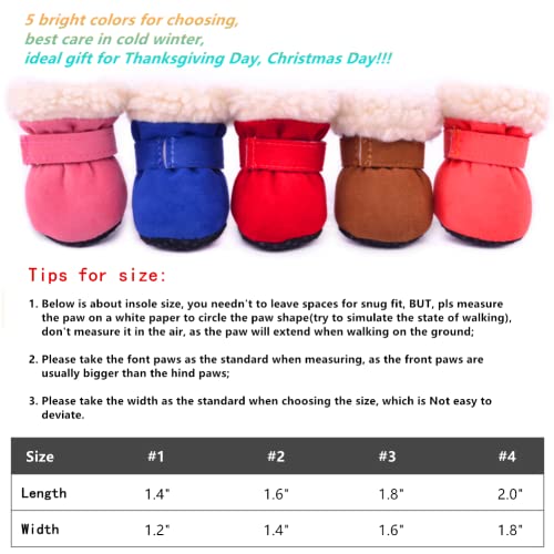 Hdwk&Hped Warm Small Dog Snow Boots Waterproof Suede Puppy Cat Booties Anti-Skid Pet Winter Shoes Red #1 #TOP2
