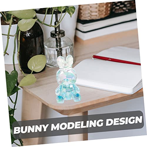 Besportble Bath Chinese Decor Mini Figurine Year Of The Rabbit Ornament Crystal Bunny Figurine Glass Paperweight Cartoon Rabbit Figurines Bunny Figurines For Car Resin Rabbit Decorations #TOP6