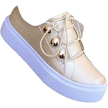 Large Size Shoes for Women Leather White & Black Womens Gym Thick Bottom Platform Casual Sneakers - Lightweight for Daily Use