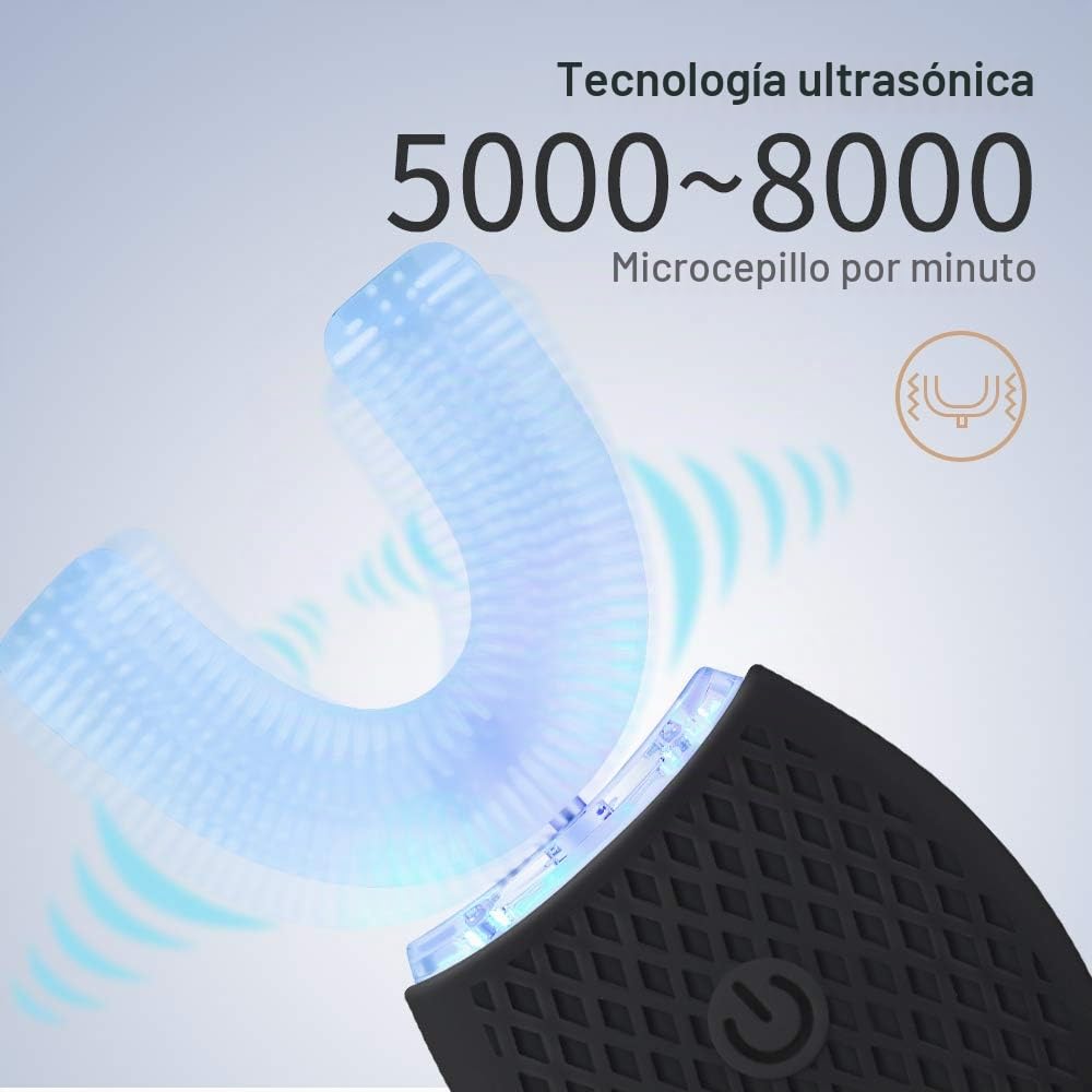 Cepillo de Dientes Ultrasónico Automático, Cepillo de Dientes Eléctrico Ultrasónico, Cepillo de Dientes Ultrasónico de 360° para Adultos (Negro, 1)